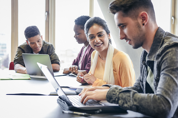 Students taking course at education centre